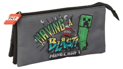 Produktbild von Safta Triple Minecraft Graffiti Mäppchen Grau  Mann Grau One Size