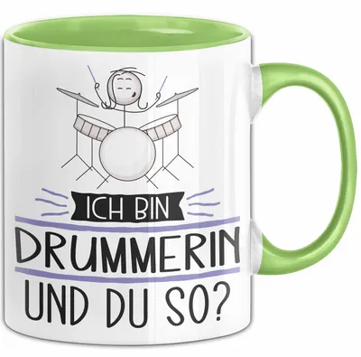 Produktbild von Drummerin Tasse Geschenk Ich Bin Drummerin Und Du So Geschenkidee Lustiger Spruch Becher (Grün)