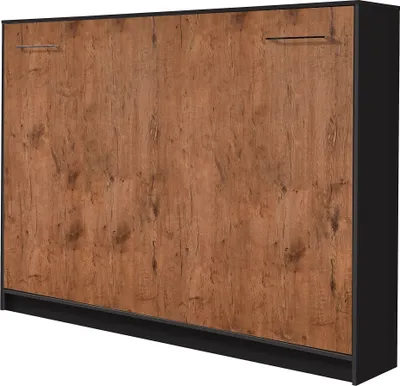 Produktbild von Schrankbett horizontal HB 140x200 mit Aufsatz und 2 Schränken eiche lancelot/schwarz