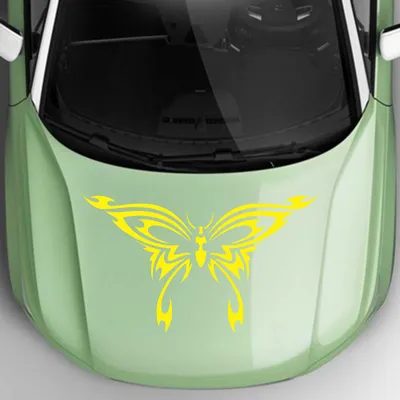 Produktbild von Aufkleber - Autoaufkleber "Schmetterlingstribal" 70cm x 41cm gelb - Tuning Carystyling Heckscheibe Auto