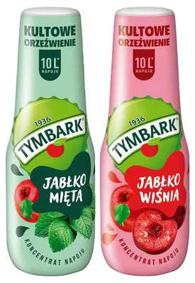 Produktbild von Tymbark Sirup 500 ml Apfel Minze und Apfel Kirsche Getränkesirup Set, 2 Stück