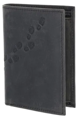 Immagine prodotto di oxmox Pelle portafoglio Leather RFID Protect Kombibörse Footsteps 2.0 Embossed Vintage Black nero