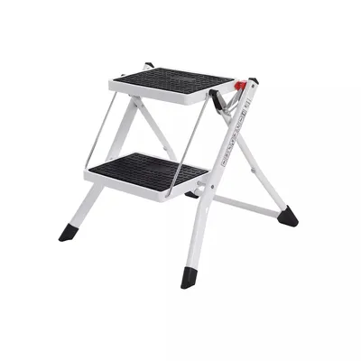 Immagine prodotto di In And OutdoorMatch Kennith gradino pieghevole - con 2 gradini - scaletta - gradino largo 20 cm - antiscivolo - tappetino in gomma - con maniglia di trasporto - portata fino a 150 kg - in acciaio -  TV GS - bianco/nero