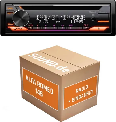 Produktbild von Autoradio Einbaupaket JVC KD-DB922BT passend für Alfa Romeo 145 | Bluetooth Telefonieren Audiostreaming
