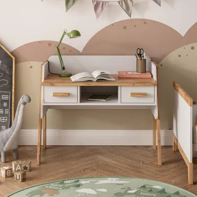 Produktbild von Vitalispa Schreibtisch Malia, 97 x 51 cm mit 2 Schubladen, Weiß/Artisan/Artisan