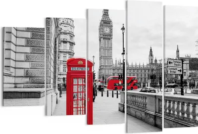 Produktbild von Bild auf Leinwand - Leinwandbild - 5 Teile - Schuppen Telefon London - 150x100cm - Wand Bild - Wanddeko - Wandbilder - Leinwanddruck - Bilder - Wanddekoration - Leinwand bilder - EG150x100-4326