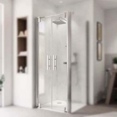 Produktbild von BREUER Pendeltür für Seitenwand EUROPA Design 90 x 200 cm Klarglas Profilfarbe chrom