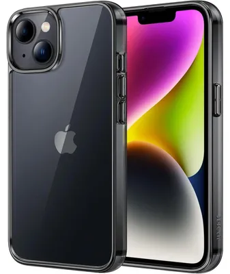 Image de Coque de protection pour iPhone 14 (6,1 pouces), transparente, résistante aux chocs et aux rayures, de couleur noire