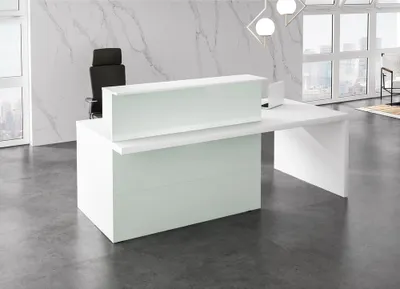 Immagine prodotto di VALANCIA I | Banco compatto con zona riunioni - Bianco/Vetro