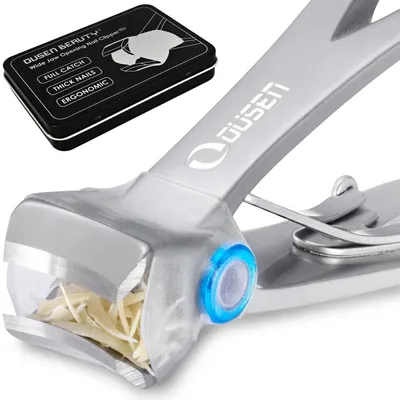 Obrázek produktu pro Kleštičky na zastřihávání nehtů s odkládací nádobou, ochranou proti stříkání, širokým otvorem a skleněným pilníkem, vyrobené z nerezové oceli