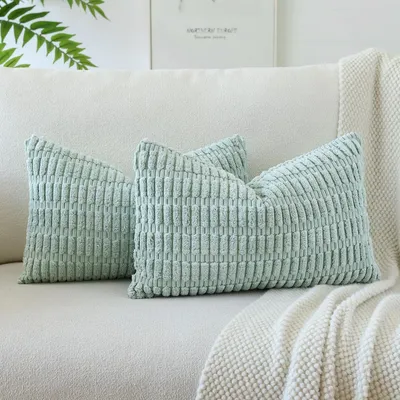 Immagine prodotto di Coperte per cuscini in velluto goffrato, set da 2, blu e verde, 40x60 cm