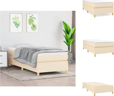 Image de vidaXL Lit Boxspring Crème 100x200 cm Tissu - Lits et Sommiers