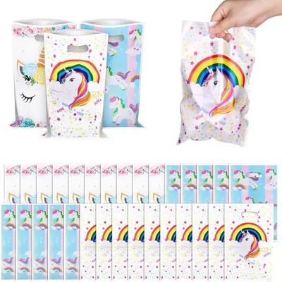 Produktbild von Set mit 30 wiederverwendbaren Geschenktüten mit Einhorn-Motiv