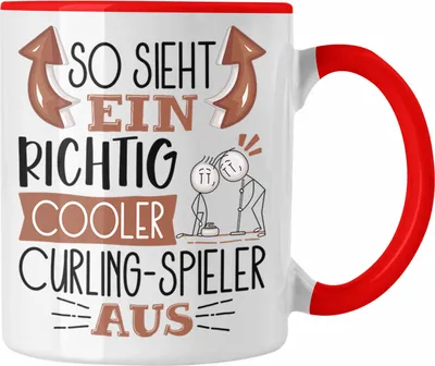 Produktbild von Trendation - So Sieht Ein Richtig Cooler Curling-Spieler Aus Geschenk Tasse Lustiger Spruch Geschenkidee (Rot)