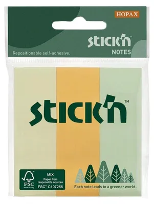 Obrázek produktu pro Samolepicí poznámkové lístky 76 x 25 mm, žluté, oranžové a zelené v pastelových barvách, 3 x 50 listů