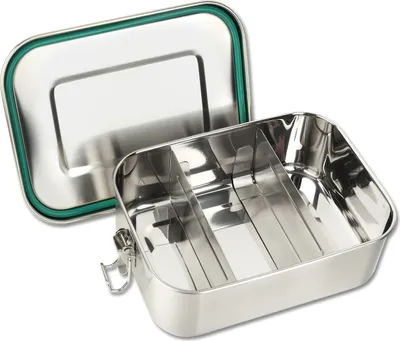 Produktbild von Famanu Lunchbox aus Edelstahl - 800, 1200, 1400 oder 2200 ml mit Fächern und 2 Trennwänden