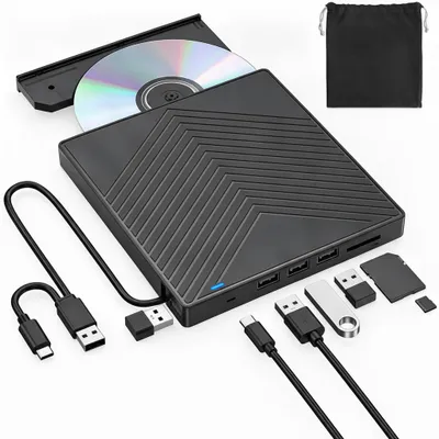 Produktbild von JL cuisine - Externer CD-DVD-Spieler - USB 3.0 - Mehrere Anschlüsse, KI-generiertes Bild