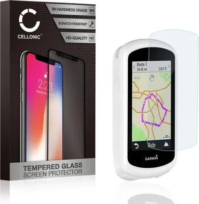 Produktbild von CELLONIC Schutzhülle + Panzerfolie kompatibel mit Garmin Edge 1030 / Edge 1030 Plus Silikon Backcover Tasche Cover Case Etui weiß