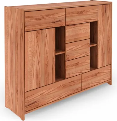 Produktbild von Kommode Zigo aus Kernbuche massiv 148x41x119 mit 7 Schubladen 2 Türen 4 Fächern