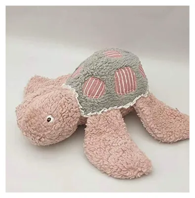 Produktbild von Stoffpaket Kuscheltier Schildkröte für 2 Größen - Nähset mit Papier Schnittmuster - Rosa/Grau Streifen