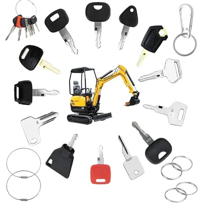 Productafbeelding van Sleutelset graafmachine - Sleutelhanger - 20-delig - Universeel - Voor bouwmachines