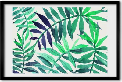 Produktbild von Bild 60x40 MDF-Rahmen, Wandkunst tropische Blätter