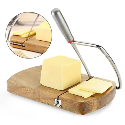 Produktbild von Holz Käsehobel aus Akazienholz mit Edelstahlklinge, Käse Schneider Schneidebrett für Hartkäse, Weichkäse, Butter, Gemüse und Wurst