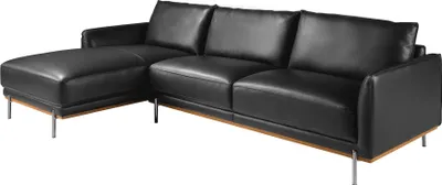 Produktbild von Angel Cerdá Linke Chaiselongue Sofa schwarzes Leder 6198