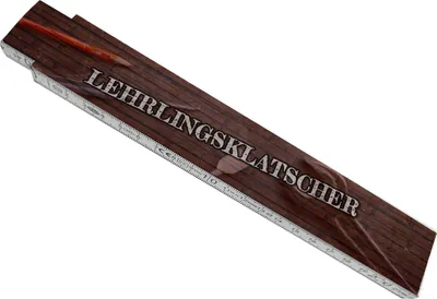 Produktbild von Lehrlingsklatscher Meterstab aus Holz mit Werkzeug Hintergrund
