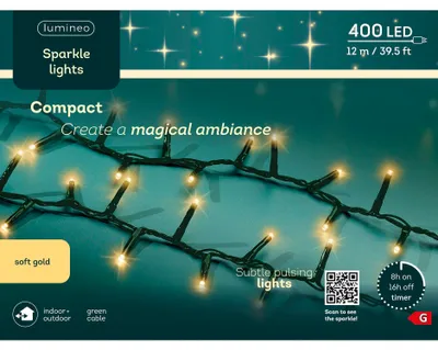 Produktbild von Lumineo Lichterkette COMPACT SPARKLE 400 LED 12 m, Soft Gold, grün