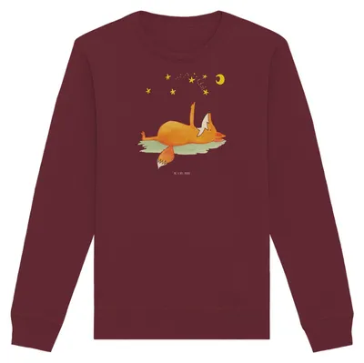 Produktbild von Mr. & Mrs. Panda Bio Pullover Fuchs Sterne Größe XS - Burgundy - Geschenk, Sternengucker, Baumwoll, Sweatshirt, Pulli, Romantik, Sweater, Mond, Spruch Positiv