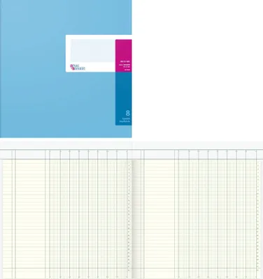 Produktbild von König & Ebhardt 8611081 Spaltenbuch mit Kopfleiste Überformat (27,7 x 29,7 cm) 8 Spalten, 32 Zeilen hellblau, magenta