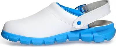 Produktbild von Abeba (37312) Clog ESD-Berufsschuhe Dynamic OB mit Aufdruck weiß/blau 39