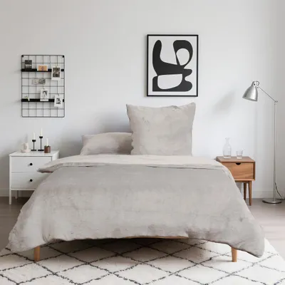 Produktbild von Luxus Flanell Bettwäsche Plüsch Warm Kuschelig Teddy Reißverschluss  135x200 155x220 200x200 200x220, Größe:200 x 220 cm, Farbe:Grau