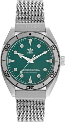 A close-up studio shot of an Adidas watch.