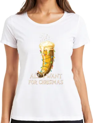 Produktbild von Ale I Want For Christmas Wikinger Trinkhorn Bier Geschenk lustig Damen T-Shirt, Weiß, L