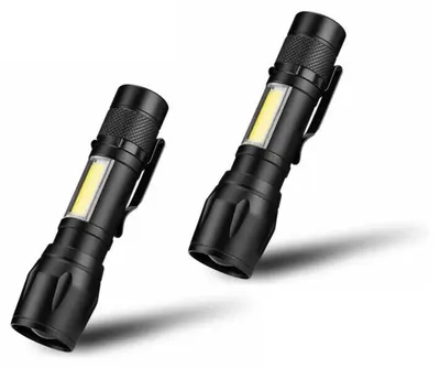 Produktbild von 2x Mini Taschenlampe Polizei Swat Wiederaufladbare starke Leuchtkraft Akku Lampe