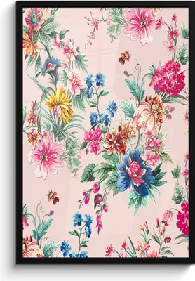 Produktbild von MuchoWow® MuchoWow® Gerahmtes Poster Blumen - Pastell - Vintage 60x90 cm - Poster mit zchwarzem Bilderrahmen - Kunst