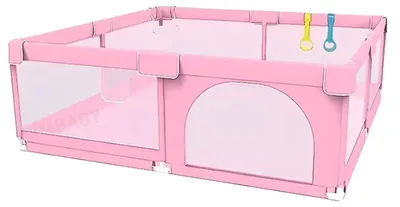 Image de Aire de jeux, structure métallique robuste, utilisation à l'intérieur et à l'extérieur, rose, 150 x 180 cm