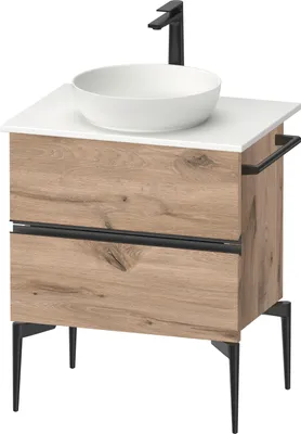 Image de Duravit Sivida Meuble sous-lavabo sur console, 2 tiroirs, poignée noire diamantée mate, 645x475x548mm, SV46570BD550000