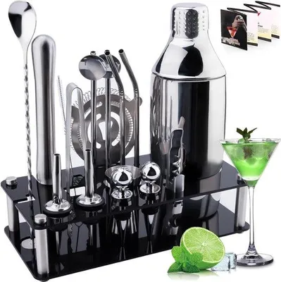 Produktbild von Famanu Cocktail Set 18-teilig - Edelstahl Cocktail Shaker Set mit Zubehör