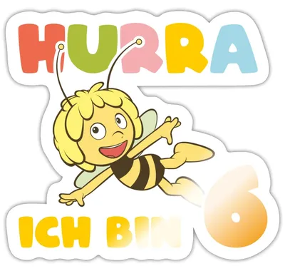 Produktbild von Spreadshirt Biene Maja 6. Geburtstag Sticker Aufkleber, 10 x 10 cm, Weiß glänzend