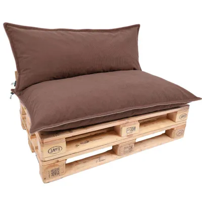 Produktbild von TexDeko Cord Palettenkissen 120x80x18 cm –Palettenpolster aus weichem Cordstoff, wasserabweisend UV-beständig, waschbarer Bezug (2-TLG Set Braun)