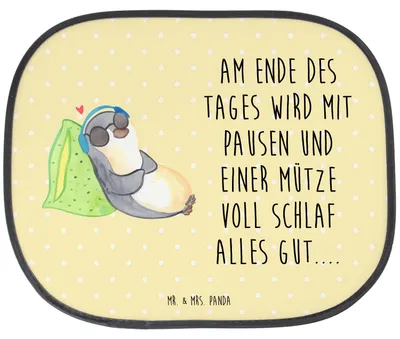 Produktbild von Mr. & Mrs. Panda Scheibenschutz Auto Pinguin PEM - Gelb Pastell - Geschenk, Autoscheiben Sonnenschutz, Hitzeschutz, Fürs, Sonnenblende, Fatigue, saugnapf