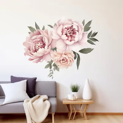 elegante Pfingstrosen in Aquarelloptik – Decords Wandtattoo, Produktansicht 1