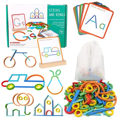 Produktbild von Montessori Spielen für Kinder - Hölzernes Geoboard Set - Modell 4