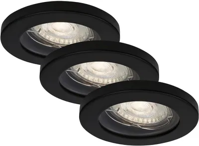 Immagine prodotto di Lampade da incasso a LED, set da 3 GU10 IP65 5 W nero opaco metallo-plastica Briloner