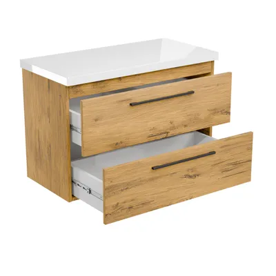 Produktbild von paplinskimoebel Badmöbel B80,5/79,8 x T40/39 x H55 cm, Badezimmerschrank mit Arbeitsplatte für Aufsatzwaschbecken, wandmontierter Badschrank,zwei Schu