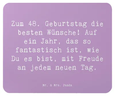 Produktbild von Mr. & Mrs. Panda Mauspad Spruch 48. Geburtstag - Lavendeltraum - Geschenk, Abenteuer, laptop mousepad, Geburtstagsgeschenk für 48-Jährige, Happy Birthday, computer, Alter