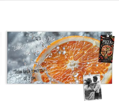 Produktbild von Magnettafel 100x50cm Pinnwand Whiteboard beschreibbar - Orangenscheibe Spritz